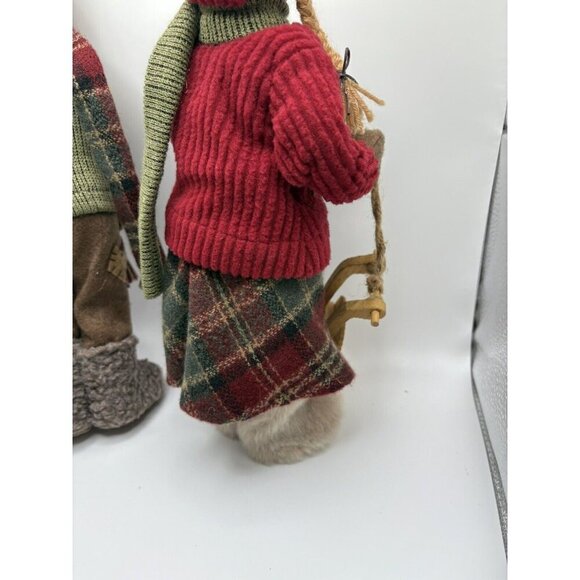 Vintage German Boy Skier and Girl with Sled (Pair) - Picture 6 of 14